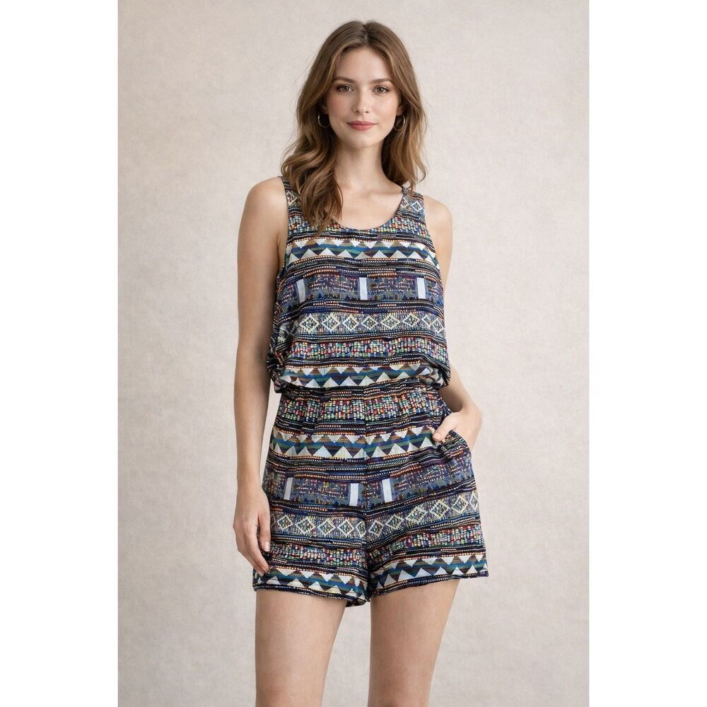 RED Saks Fifth Ave Tribal Print Romper Small Boho Festival